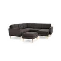 Burrow - Mid-Century Nomad 5-Seat Corner Sectional with Chaise and Ottoman - Charcoal - Front_Zoom