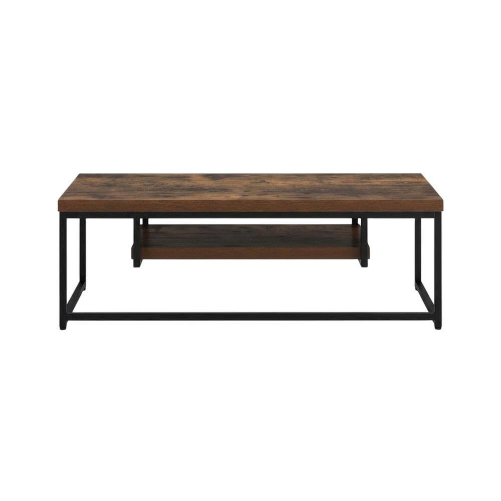 Alt View 3. FurniFact - Weathered Oak & Black Metal TV Stand with Elegant Storage Design - Brown.