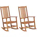 Front. Gymax - Gymax 2PCS Rocking Chair High-Back Outdoor Rocker w/ Smooth Rocking Base for Backyard - Natural.