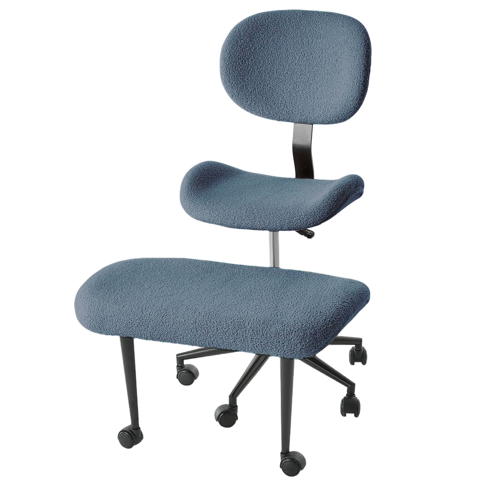Left. Pinmoco - Fabric Ergonomic Office Chair with Back Support and Wheels Cross-Legged ADHD Adjustable Office Chair - Teddy Blue.