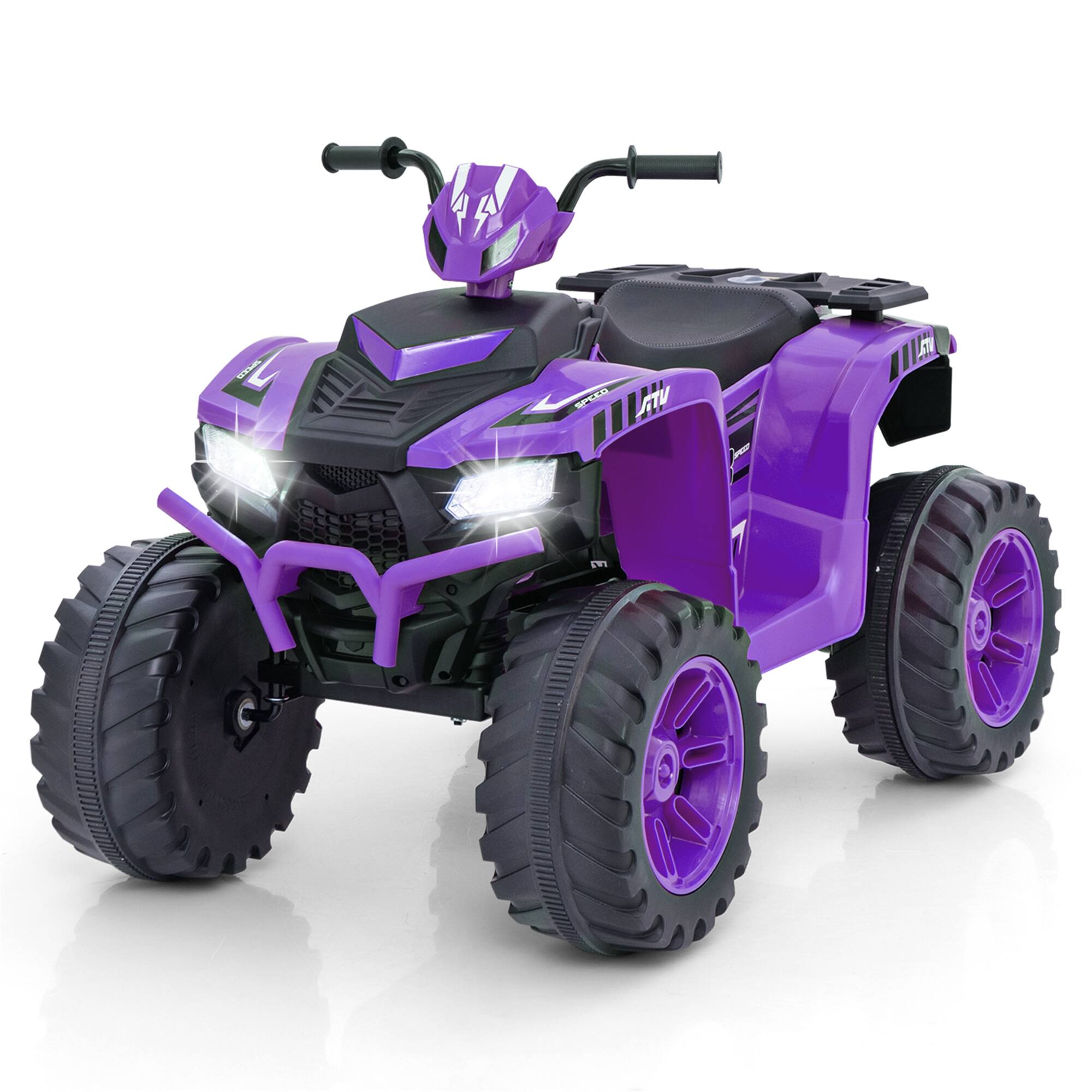 Alt View 9. Gymax - Gymax Kids Ride-On ATV 24V Battery Powered Electric Vehicle w/ Wireless Connection Music Radio LED Lights Purple - Purple.