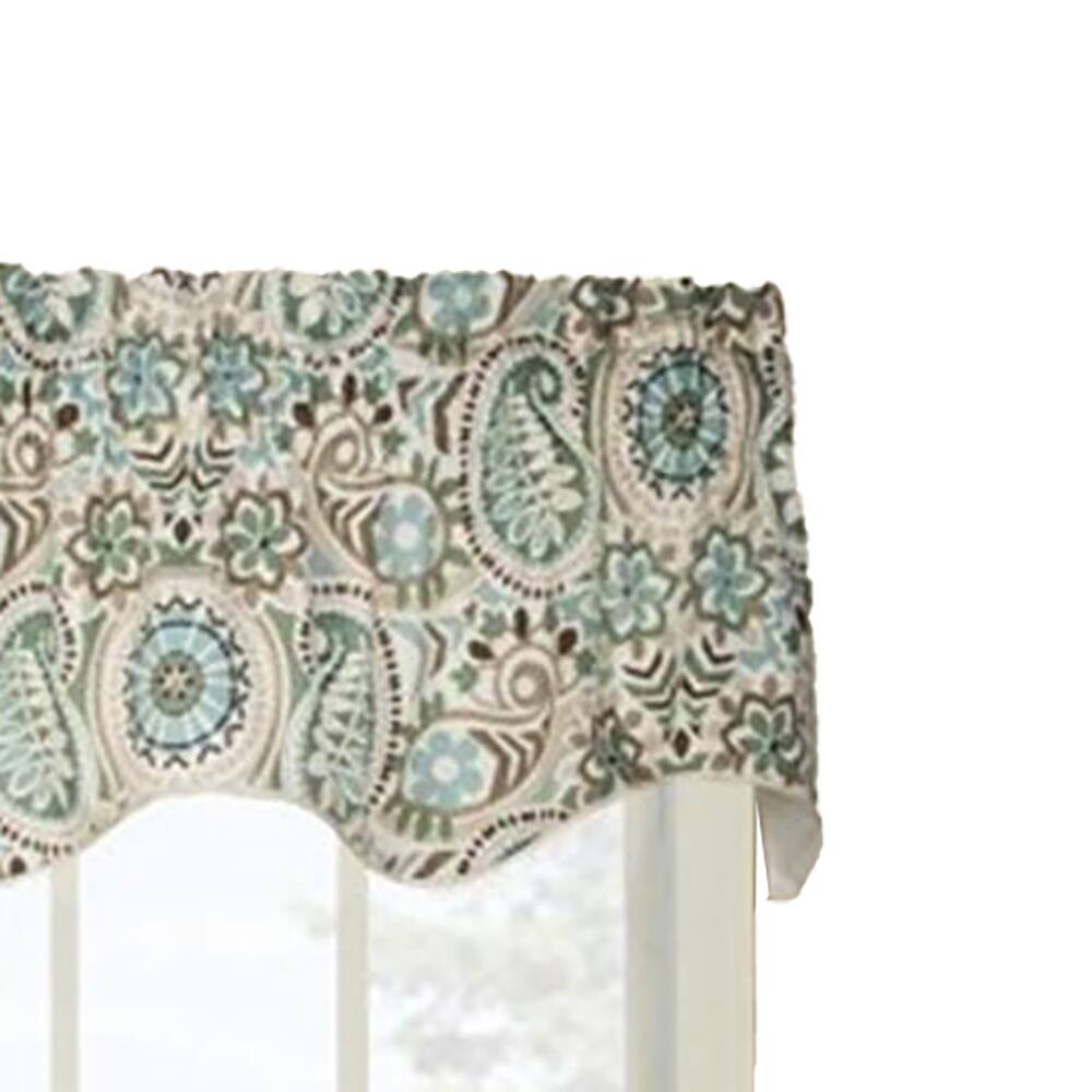Left. Ellis Curtain - Ellis Curtain Paisley Prism Duchess 3" Rod Pocket Valances for Windows 100" x 30" Latte - Latte.