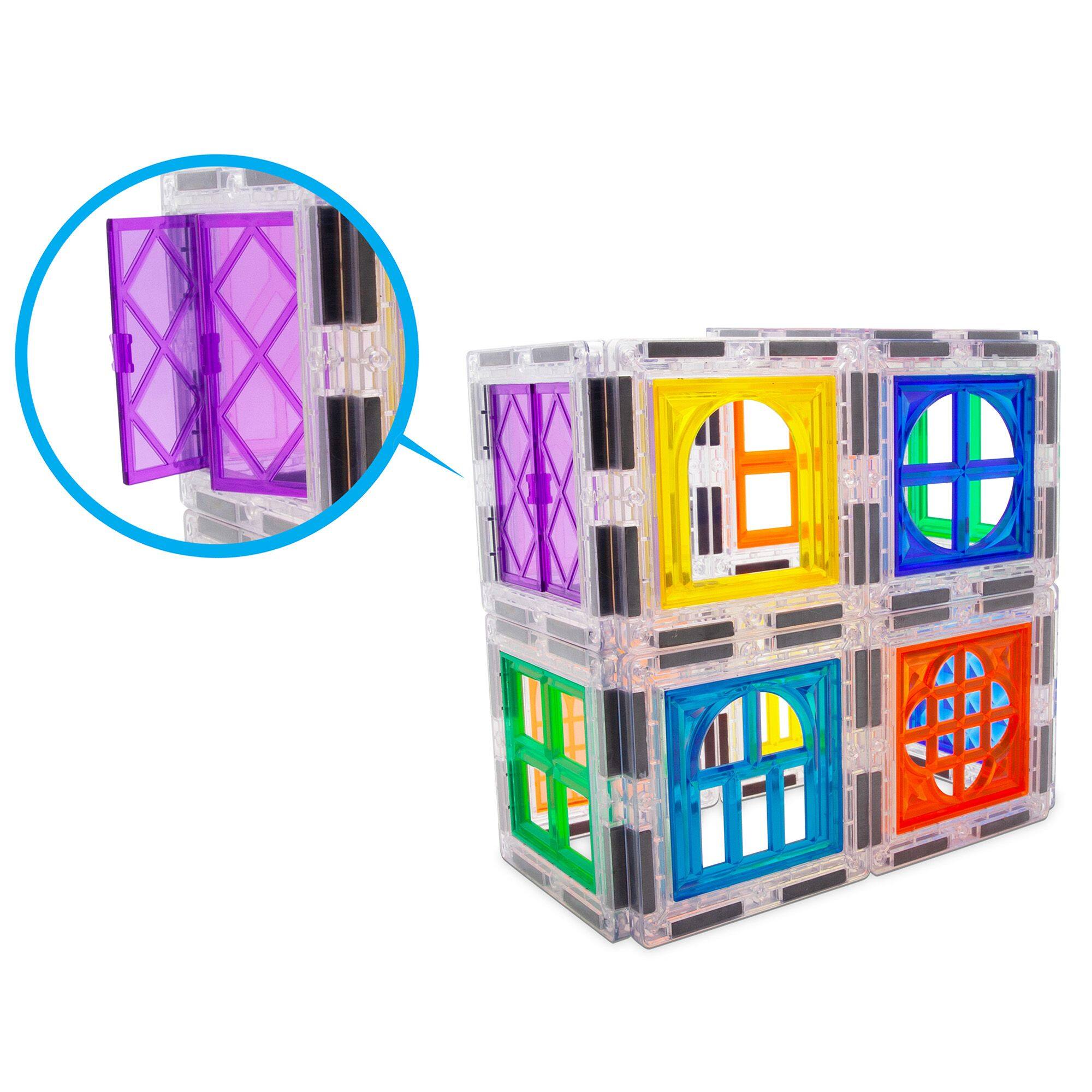 Alt View 4. PicassoTiles - PICASSO-TILES 30 PC Window and Door Clip-on, Magnetic Tiles, Building Blocks, STEM Toys for Kids 3+.