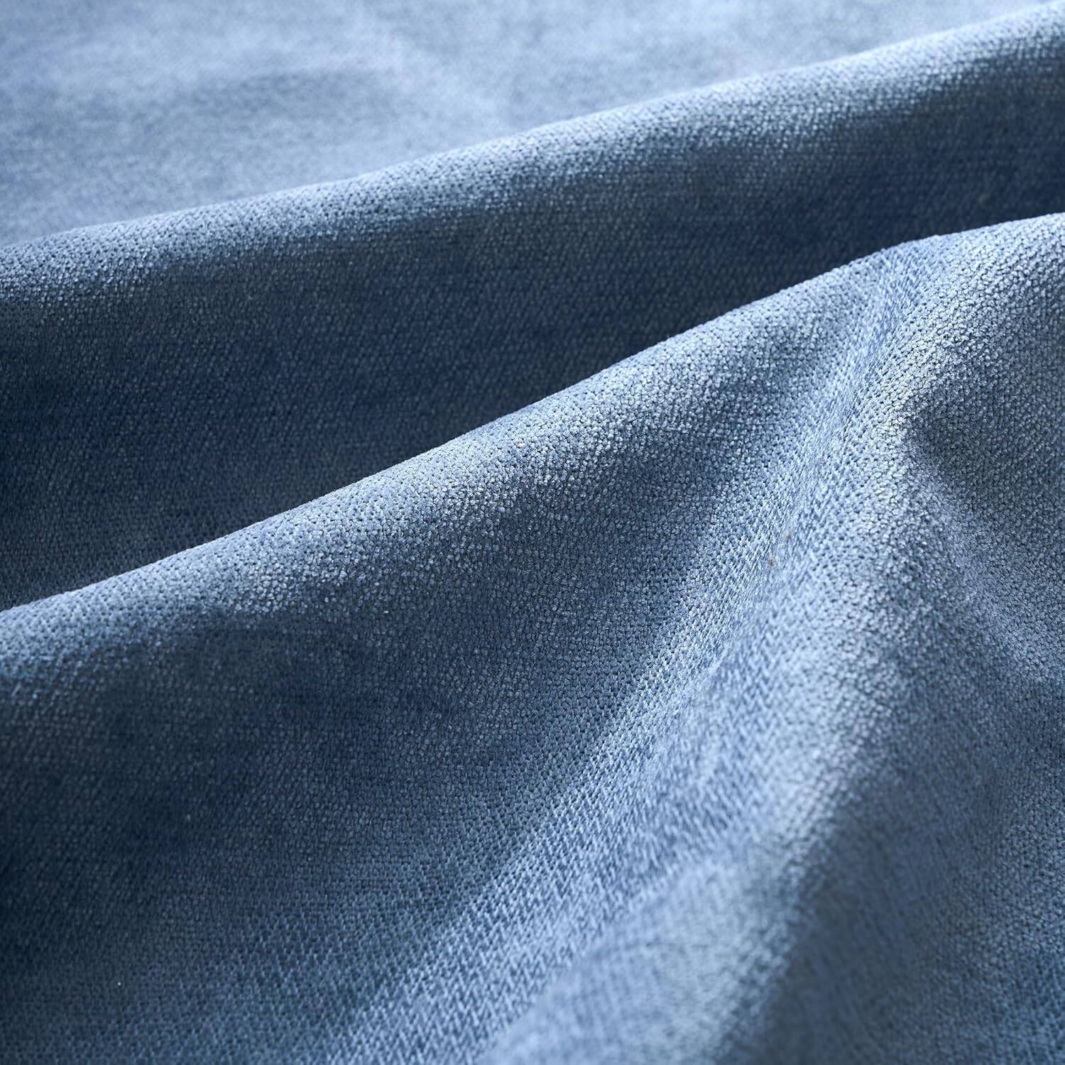 Left. Jojoka - 89" 3-Seater Chenille Sofa with Removable Cushion, Wide Armrests & Side Storage Pockets - Blue.