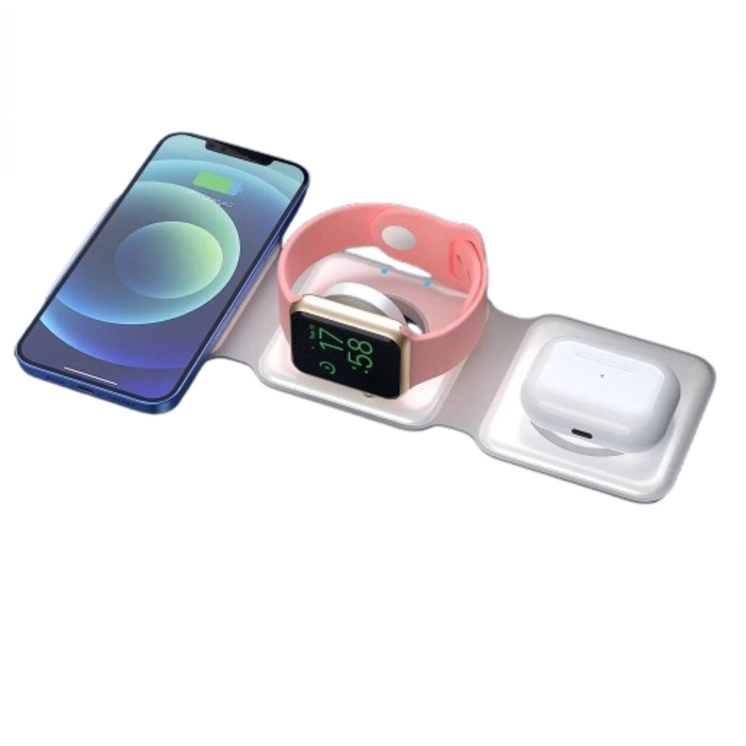 Angle. Stock Preferred - 3-in-1 Foldable Wireless Charger for iPhone, Apple Watch & AirPods White - White.