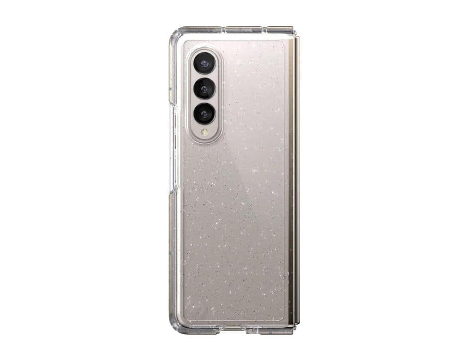Speck - Presidio Perfect Fold With Glitter Case for Samsung Galaxy Z Fold4 - Clear/Platinum Glitter