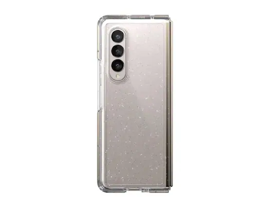 Front. Speck - Speck Presidio Perfect Fold With Glitter Case for Samsung Galaxy Z Fold4 - Clear/Platinum Glitter.