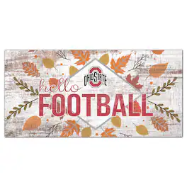 Fan Creations - Ohio State Buckeyes 6'' x 12'' Hello Football Wall Art - White