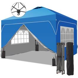 Ainfox - 8x8 FT Pop up Canopy Tent Shelter with 1-Button Push,4 Removable Sidewalls & Sandbags for Outdoor Events - Blue
