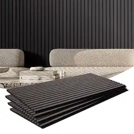 VEVOR - Wood Slat Acoustic Panels, 23.6 x 47.2 inch,MDF Accent Wooden Wall Panels for Modern Interior Wall Decor,Faux Wood Wall - Black Oak
