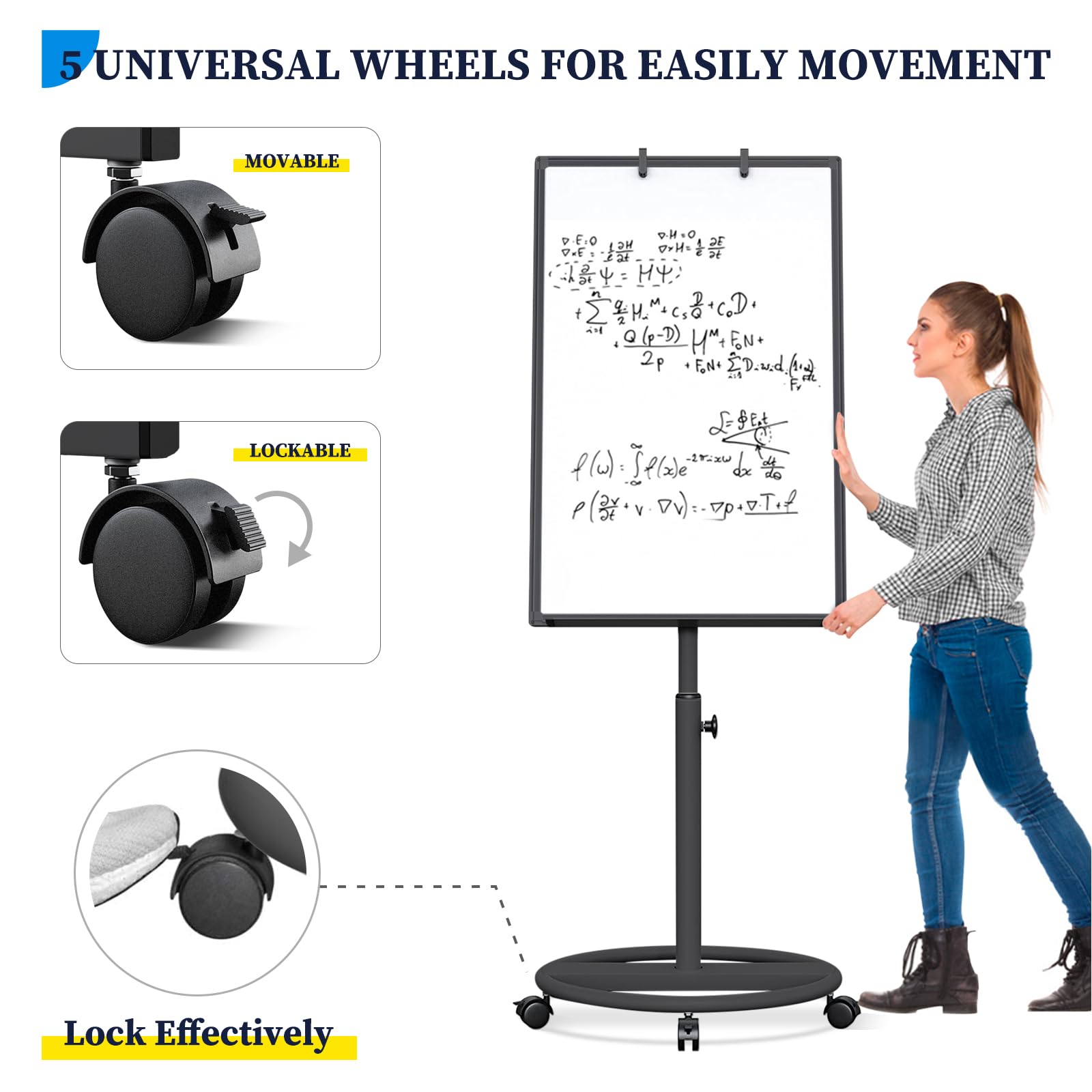 5 UNIVERSAL WHEELS FOR EASILY MOVEMENT

- MOVABLE
- LOCKABLE

Lock Effectively