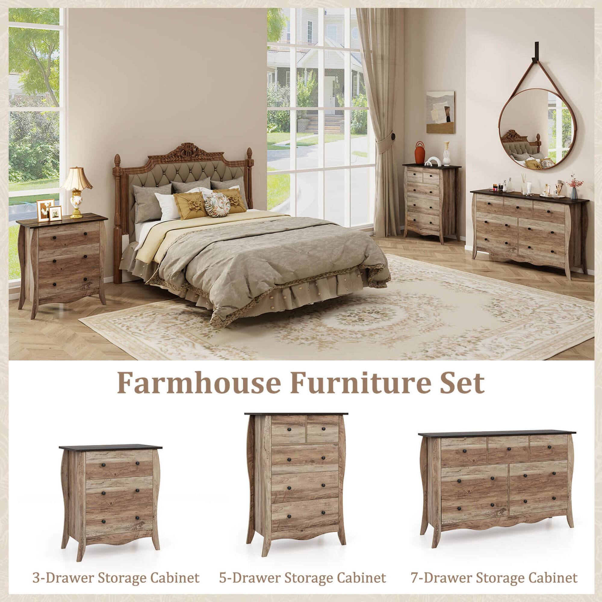 Farmhouse Furniture Set

3-Drawer Storage Cabinet  
5-Drawer Storage Cabinet  
7-Drawer Storage Cabinet