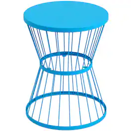Outsunny - Patio Side Table, Garden End Table with Hourglass Design - Blue