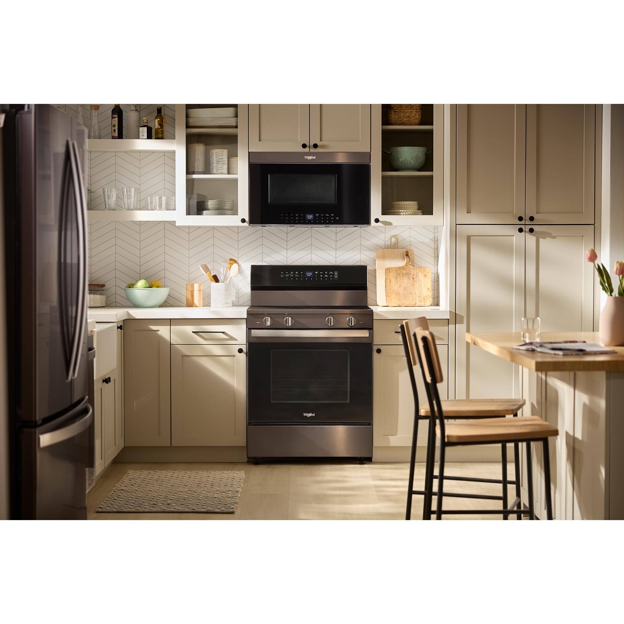 Alt View 9. Whirlpool - 5.3 Cu. Ft. Freestanding Electric Range with Air Cooking Technology - Black-on-Stainless.