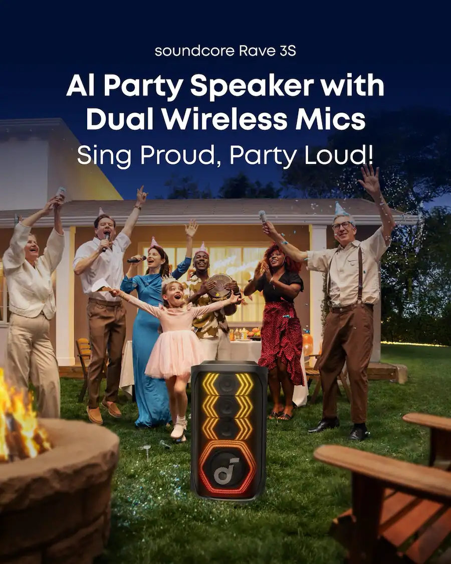 Soundcore by Anker Rave 3S Karaoke Party Speaker with 2 Wireless Mics ...