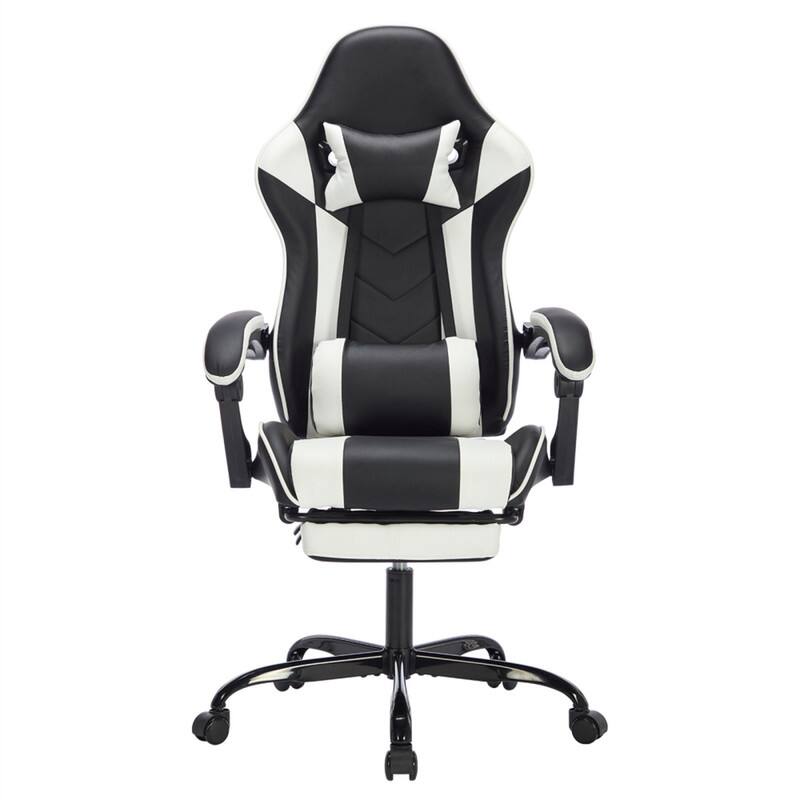 Alt View 1. HTUTWOO - Gaming Chair with Footrest-Ergonomic Computer Chair with Headrest & Lumbar Support,Breathable Material,Height Adjustable - Black White.
