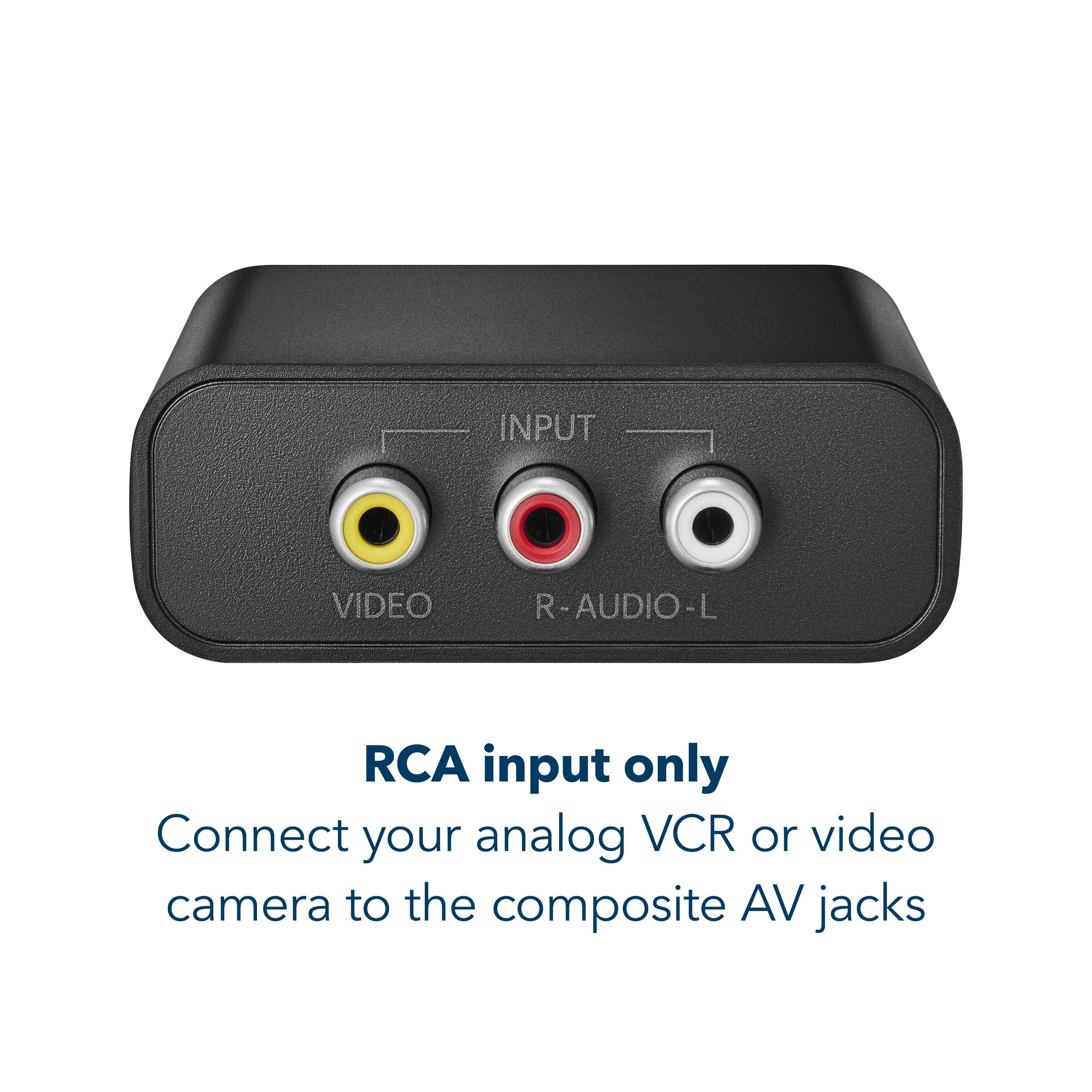 INPUT VIDEO R AUDIO L  
RCA input only  
Connect your analog VCR or video camera to the composite AV jacks