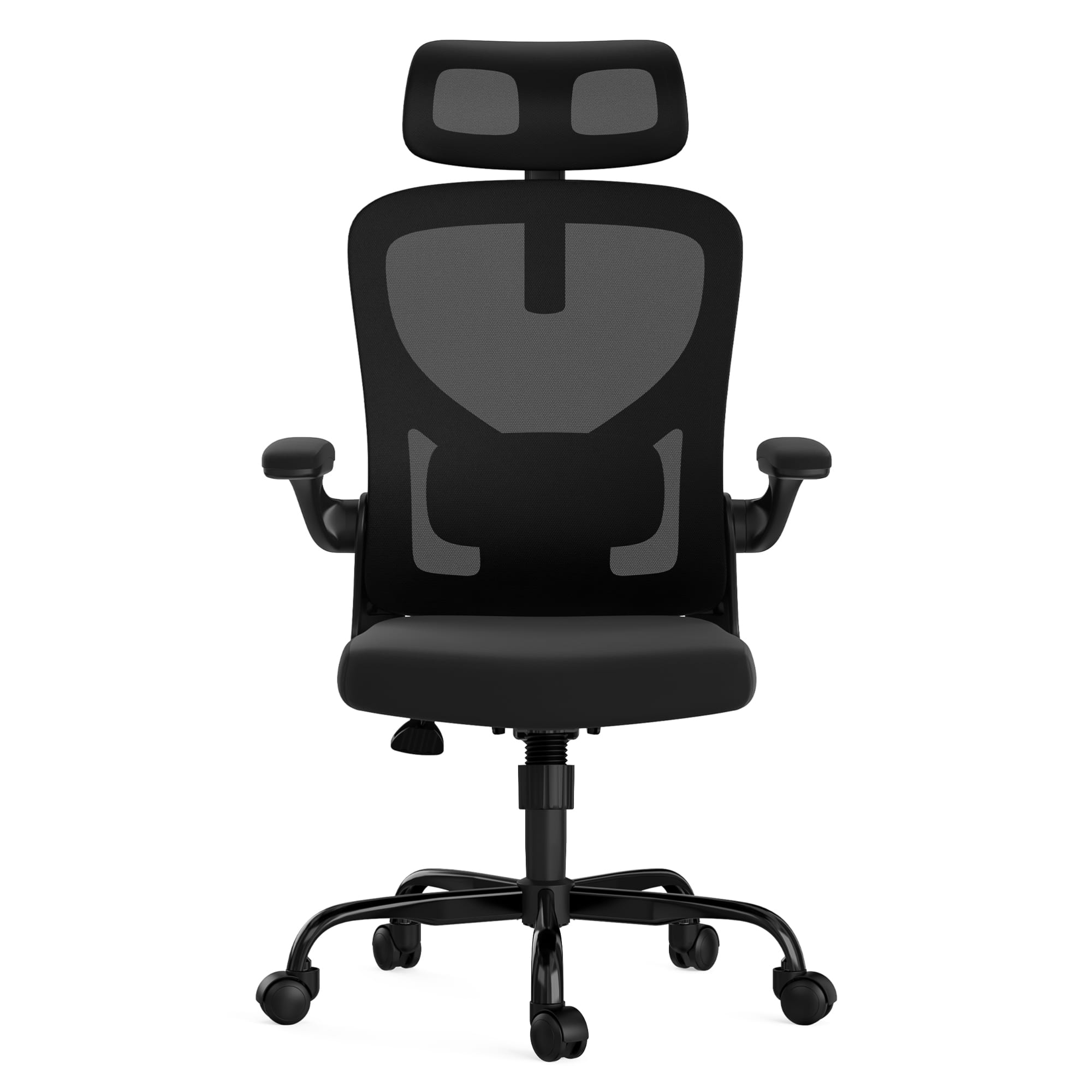 GOODSILO - Ergonomic High Back Office Chair with Adjustable Headrest and Lumbar Support for Home and Study Rooms - Black