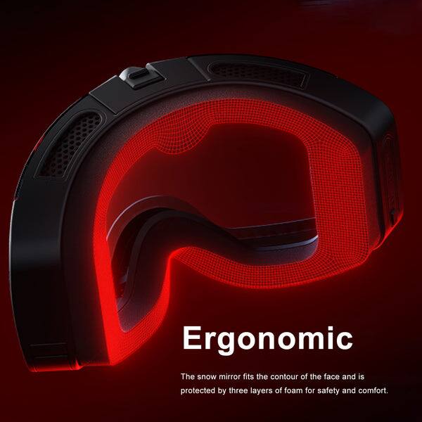 Ergonomic

The snow mirror fits the contour of the face and is protected by three layers of foam for safety and comfort.