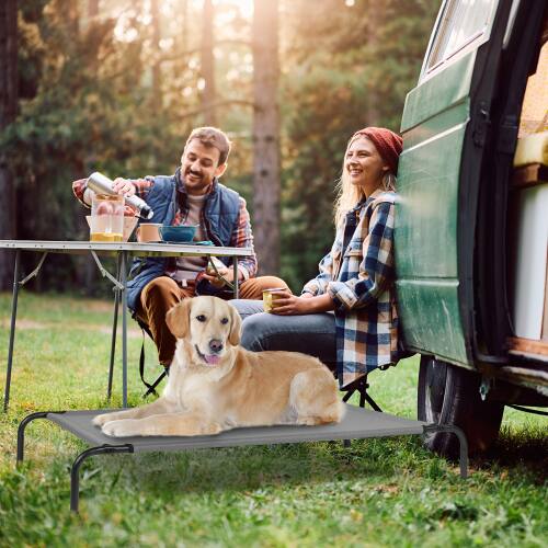 Alt View 8. Winado - Portable 50in Dog Bed, Cooling Raised Pet Cot, with Waterproof Textilene Mesh, Washable, Breathable for Indoor Outdoor - Light Gray.