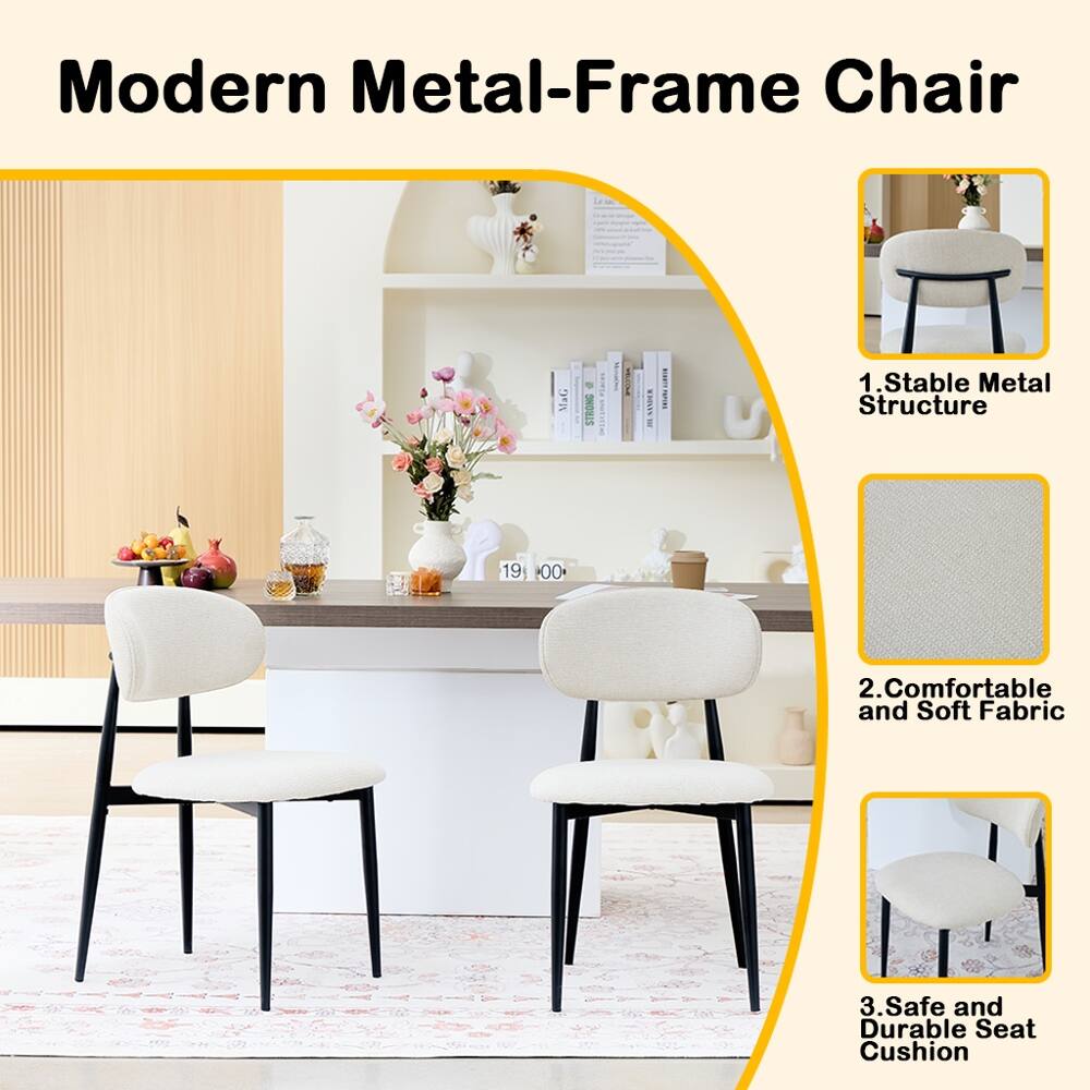 Modern Metal-Frame Chair

1. Stable Metal Structure
2. Comfortable and Soft Fabric
3. Safe and Durable Seat Cushion