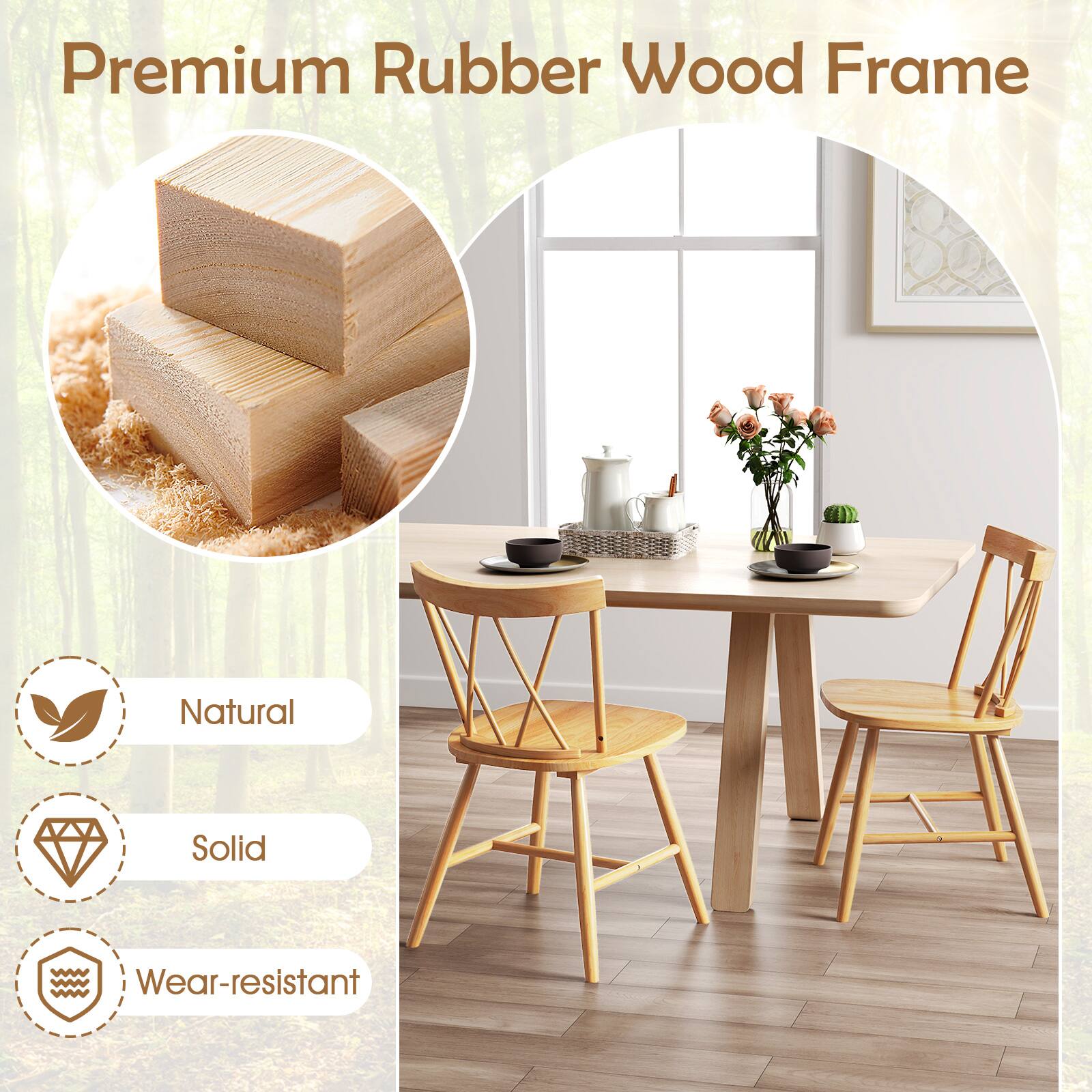 Premium Rubber Wood Frame Natural Solid Wear-resistant