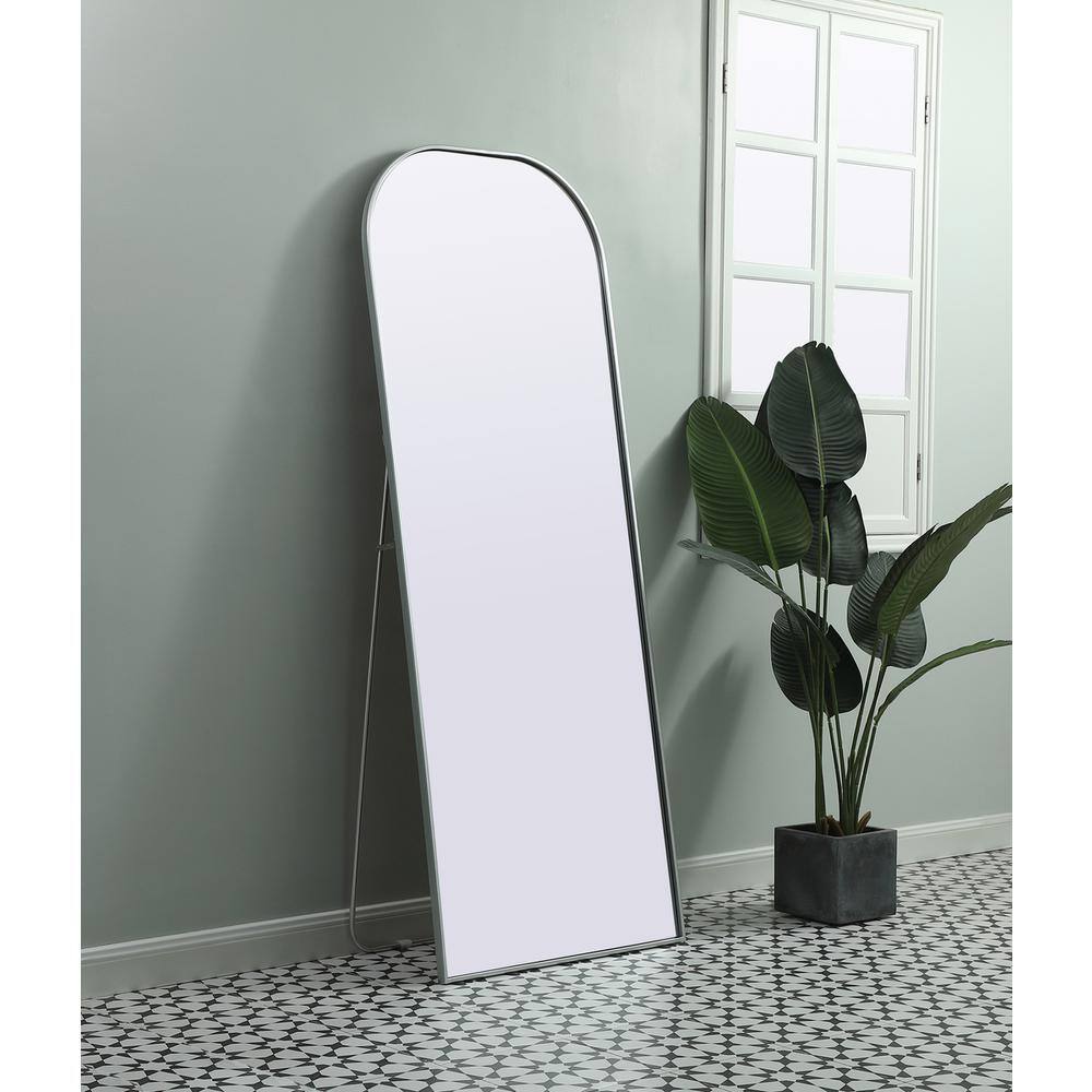 Alt View 6. Elegant Decor - Metal Frame Arch Full Length Mirror 28x74 Inch in Silver - Silver.