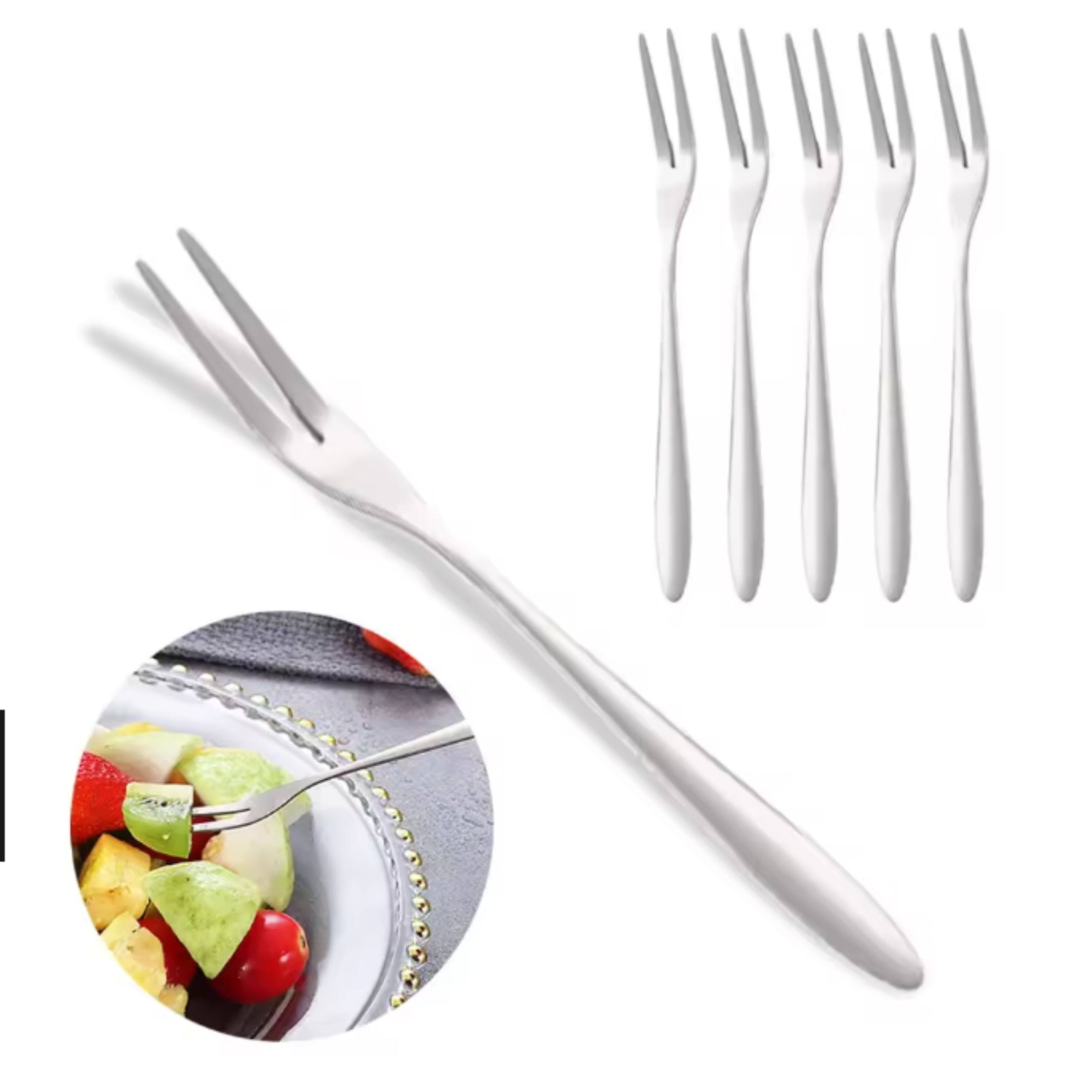 Back. Kitcheniva - 5" Stainless Steel Food Fruit Picks 6 Pcs, Silver - Silver.
