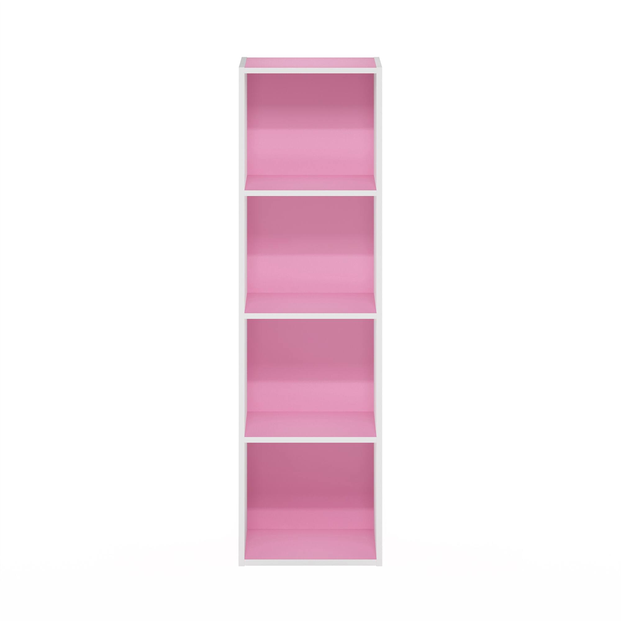 Alt View 1. Furinno - Pasir 4-Tier Open Shelf Bookcase - Pink/White.