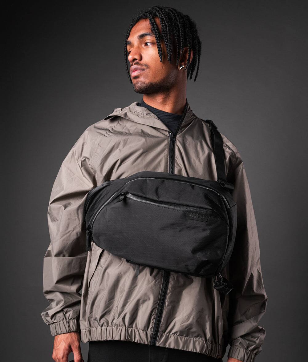 Left. ALPAKA - Metro Crossbody Left Shoulder Sling Bag Men,Sling Backpack - Fits 11" Tablet - Single Shoulder - Black X-Pac VX42.