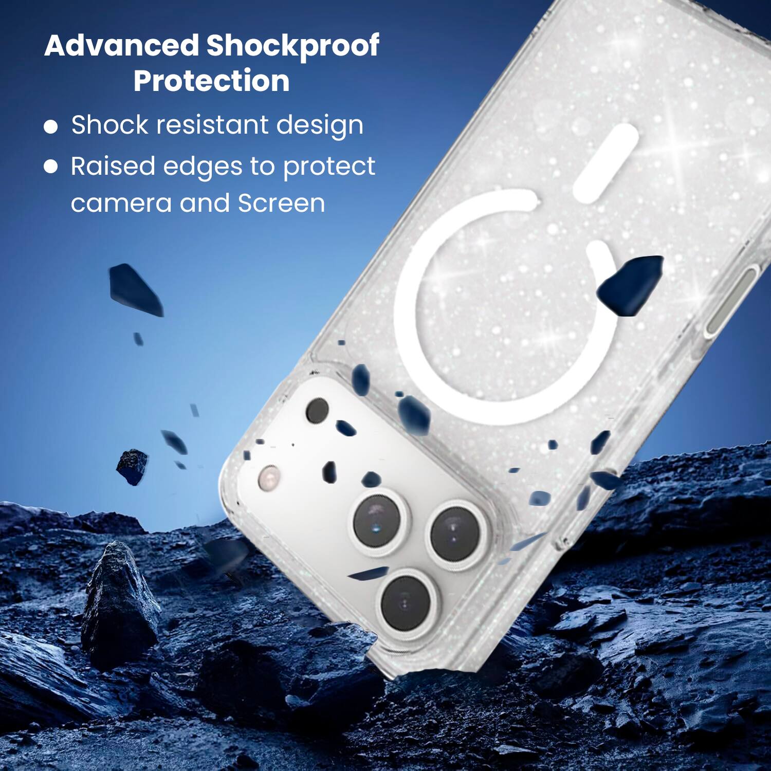 Advanced Shockproof Protection

- Shock resistant design
- Raised edges to protect camera and screen