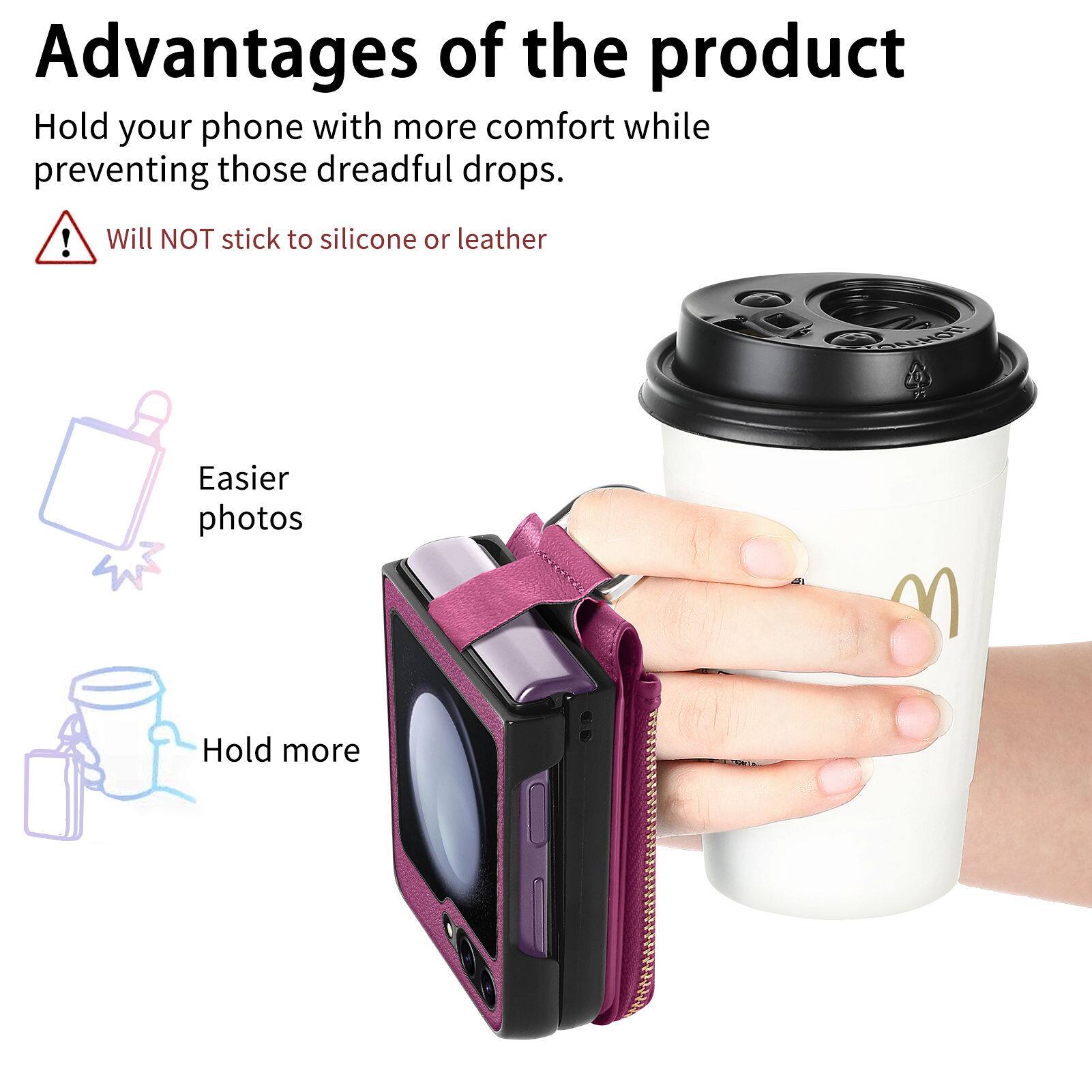 Advantages of the product

Hold your phone with more comfort while preventing those dreadful drops.

Will NOT stick to silicone or leather

Easier photos

Hold more