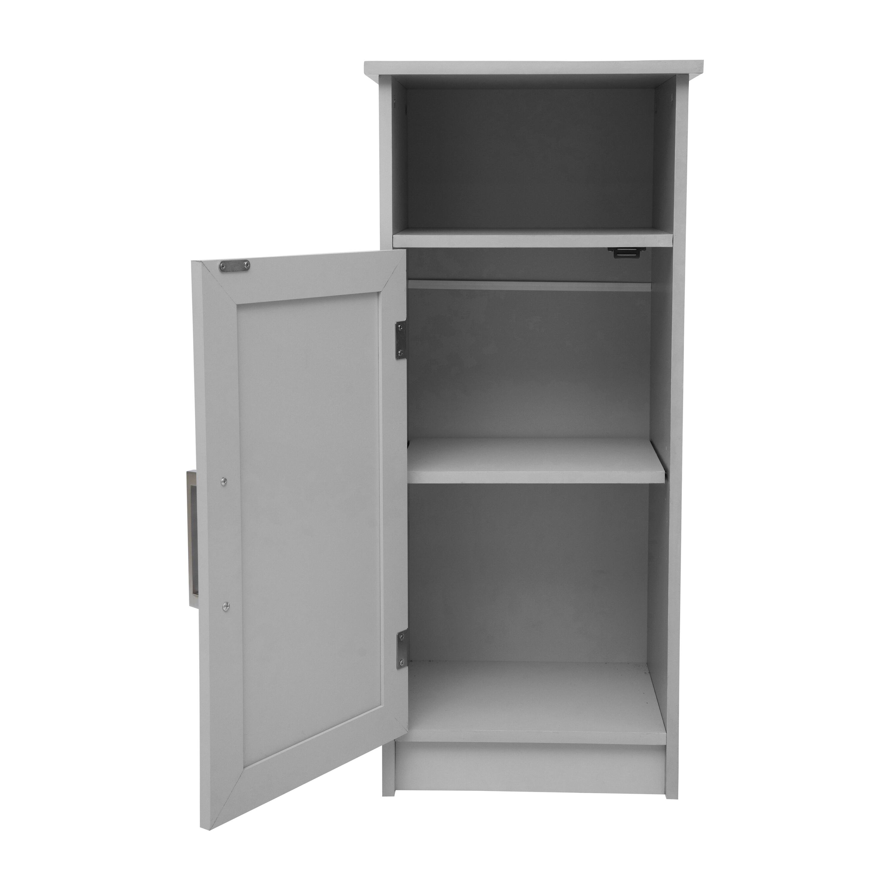 Alt View 9. Emma + Oliver - Vesta Bathroom Storage Cabinet Organizer with Adjustable In-Cabinet Shelf, Magnetic Closure Door, and Upper Open Shelf - Gray.