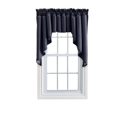 Front. Ellis Curtain - Ellis Stacey 3" Rod Pocket High Quality Fabric Solid Color Window Lined Swag Set 126"x36" Navy - Navy.
