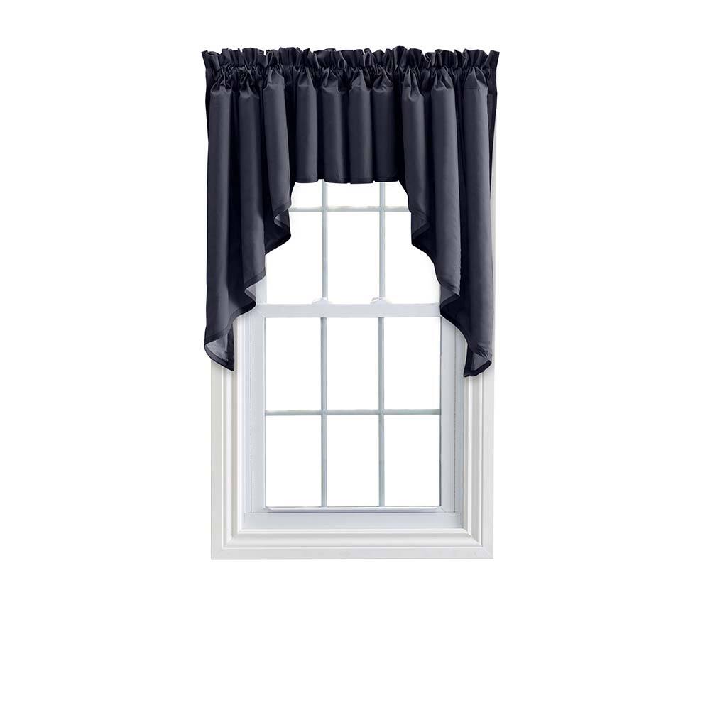 Front. Ellis Curtain - Ellis Stacey 3" Rod Pocket High Quality Fabric Solid Color Window Lined Swag Set 126"x36" Navy - Navy.