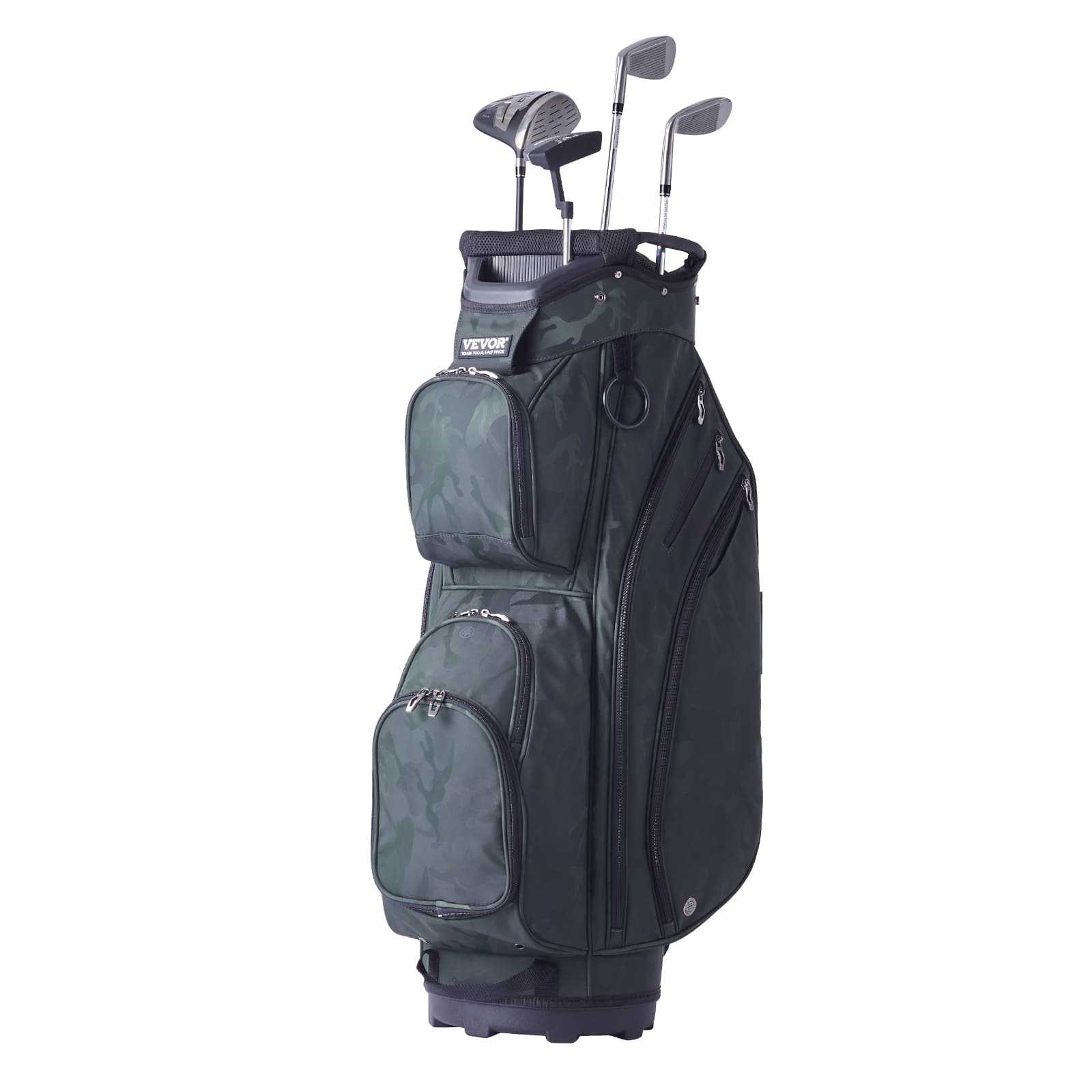 Front. VEVOR - Golf Cart Bag with 14 Way Organizer Divider Top, 36” 11 Pockets Premium Nylon Cart Bag, Durable Golf Bags with Handles - Military green camouflage.