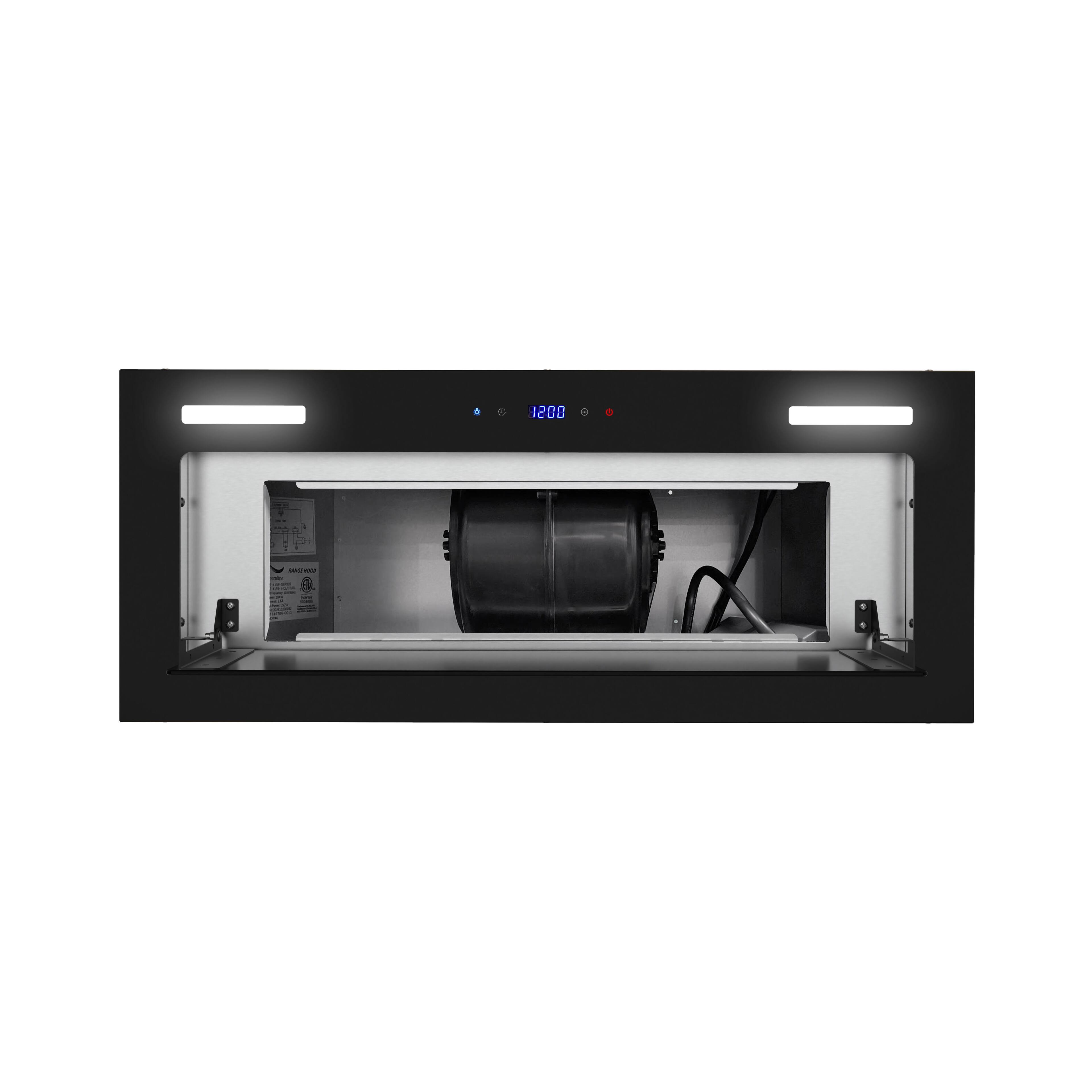Alt View 10. Streamline - 28 in. Crosa Ducted Insert 350 CFM Range Hood, Mesh Filters, Touchpad Control, LED Lights - Glossy Black.
