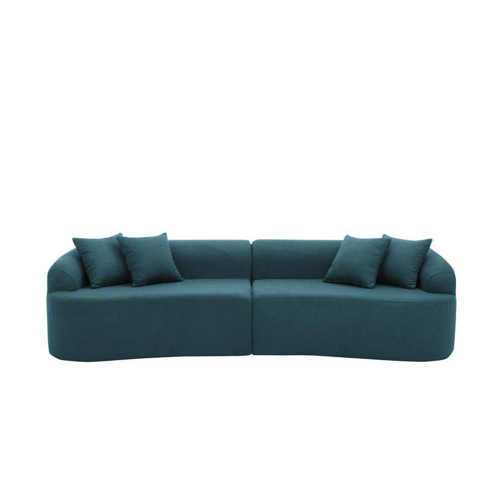 Angle. Kadyn - Curved Modular Sectional Sofa, Modern Design with Lamb's Wool Fabric, Ready to Use No Assembly, Blue - Blue.