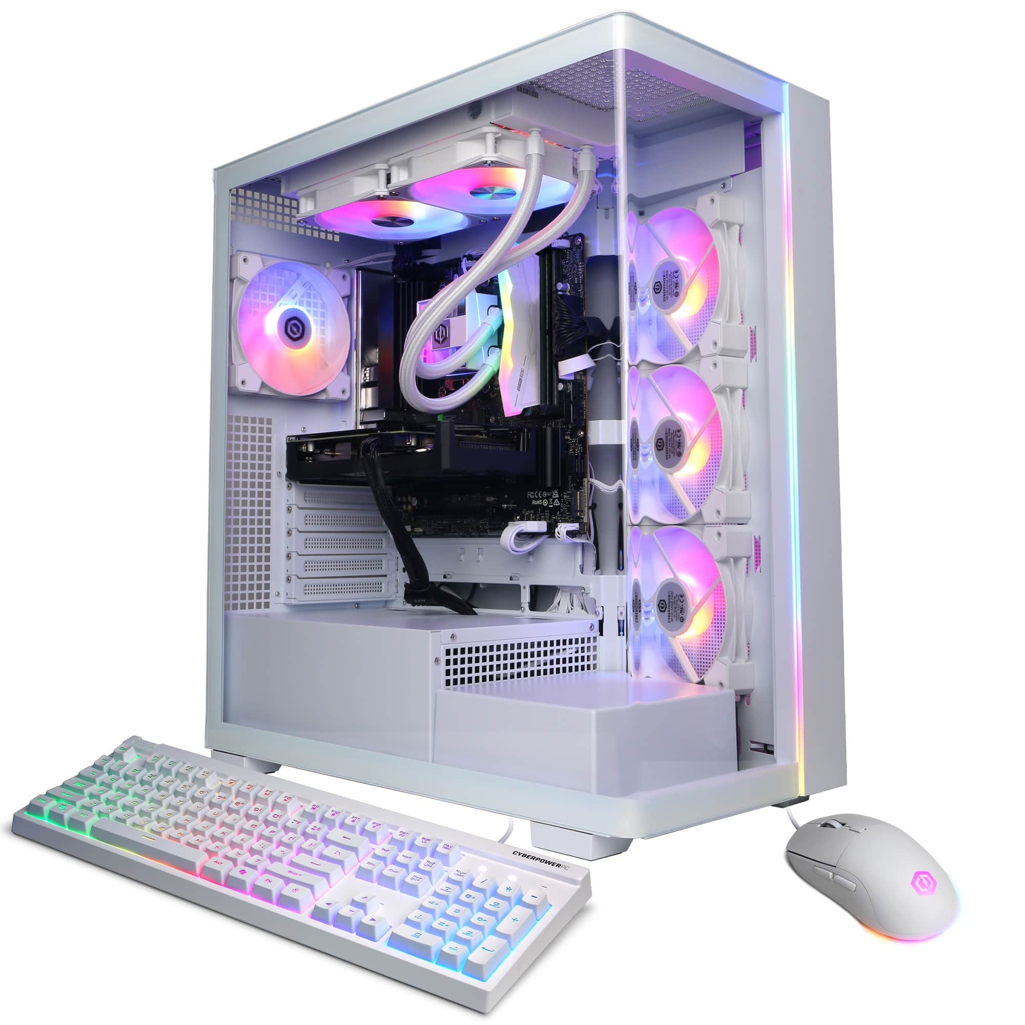 CyberPowerPC - Gaming Desktop - AMD Ryzen 7 8700F - AMD Radeon RX 9060 XT 16GB - 32GB DDR5 RGB - 2TB PCIe 4.0 SSD - White