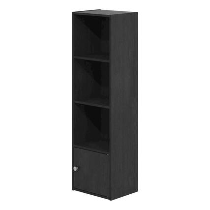 Front. FurniFact - Blackwood 4-Tier Bookcase with Door Storage for Home Use - Blackwood.