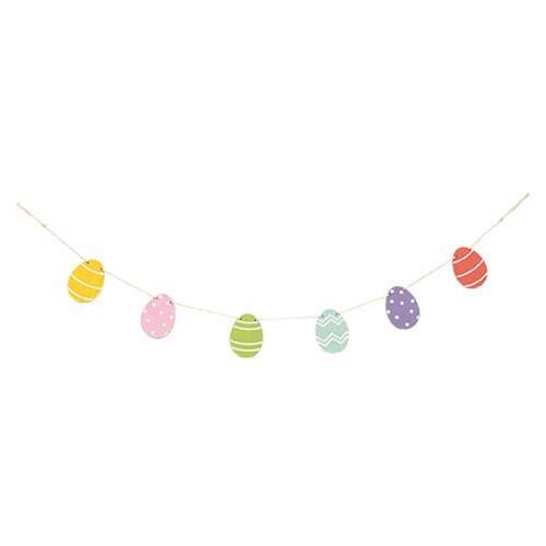 Front. BreeBe - Wooden Easter Egg Mini Garland - Multi.