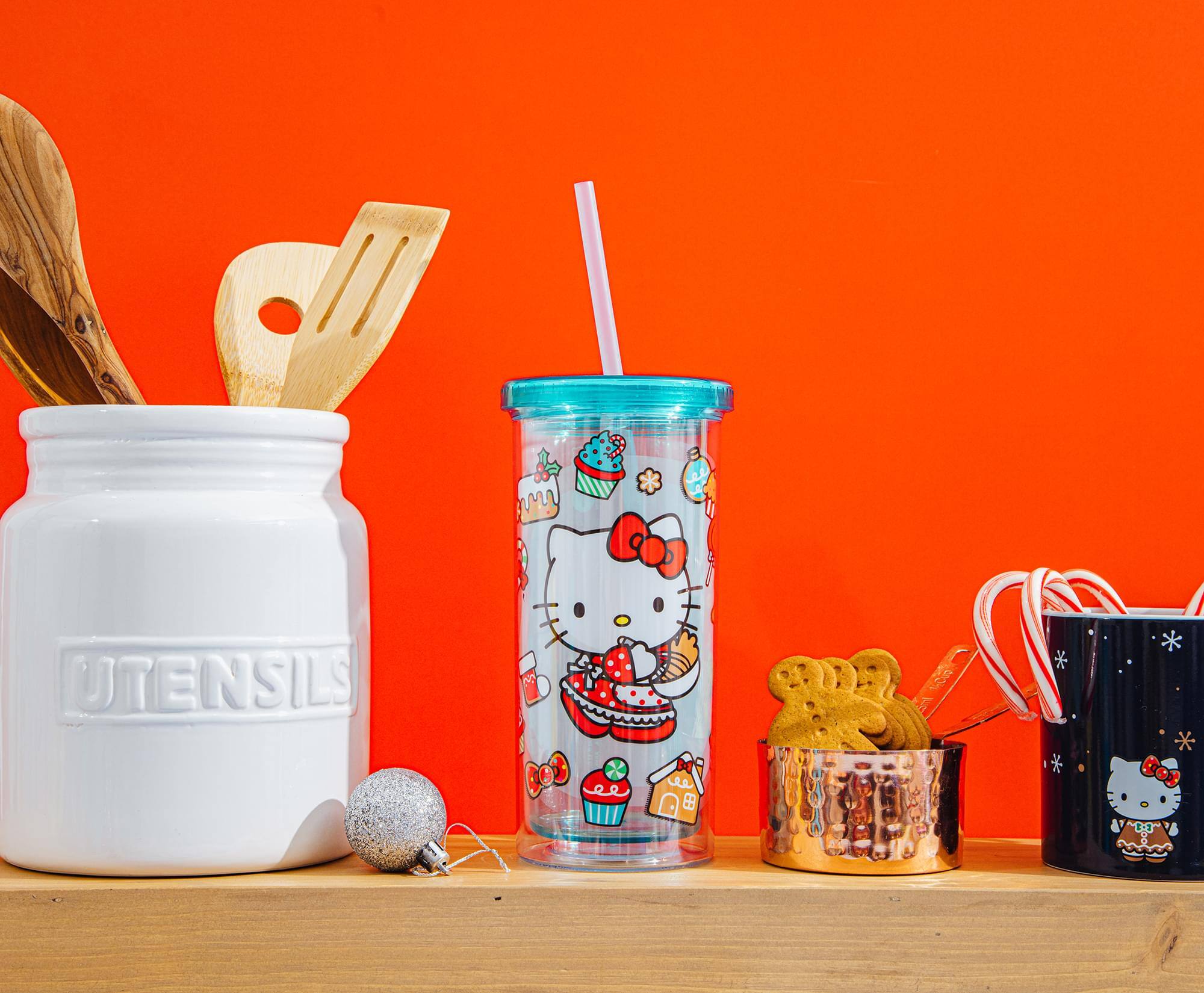 Alt View 10. Silver Buffalo - Sanrio Hello Kitty Holiday Baking 20-Ounce Carnival Cup With Lid and Straw - Aqua.