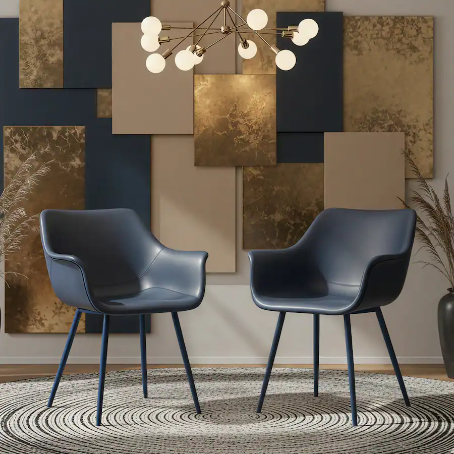 LeisureMod Markley Modern Distressed Leather Dining Chair with Iron ...