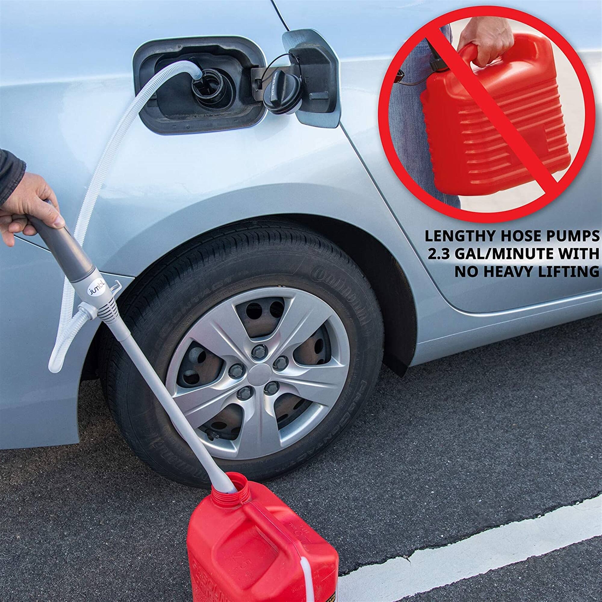 LENGTHY HOSE PUMPS 2.3 GAL/MINUTE WITH NO HEAVY LIFTING