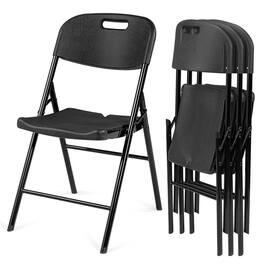 Winado - 4PCS Portable Folding Chairs, Heavy Duty Chairs, Plastic Seat with Steel Frame for Indoor Outdoor Dining Party Wedding - Black