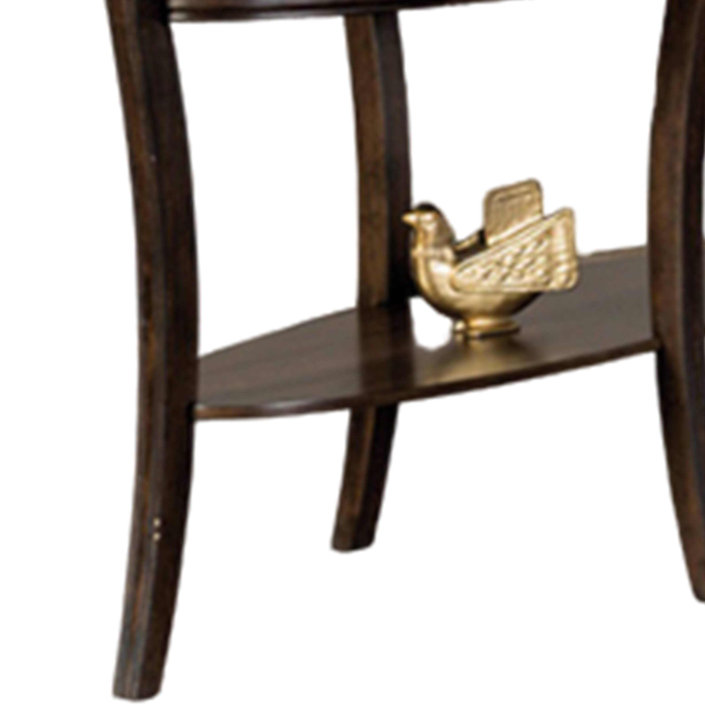 Alt View 2. Manhattan Lane - Orio Sofa Table, Open Shelves, 49 Inch Oval Top, Curved Legs, Brown Wood - Walnut Brown.