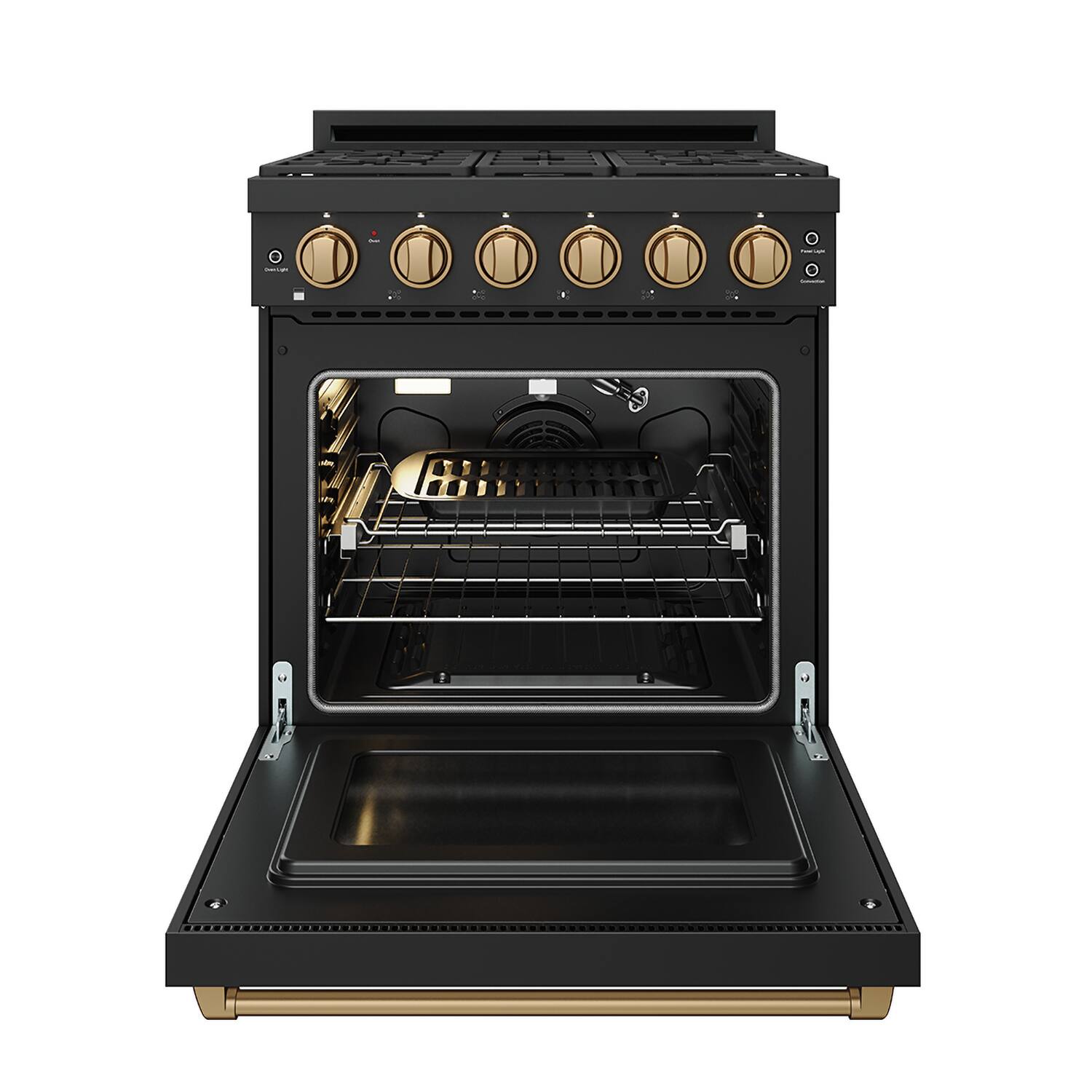 Alt View 5. Thor Kitchen - Gordon Ramsay Series by Thor Kitchen 4.55 Cu. Ft Freestanding Liquid Propane Gas Range with Bronze Hardware - Black.