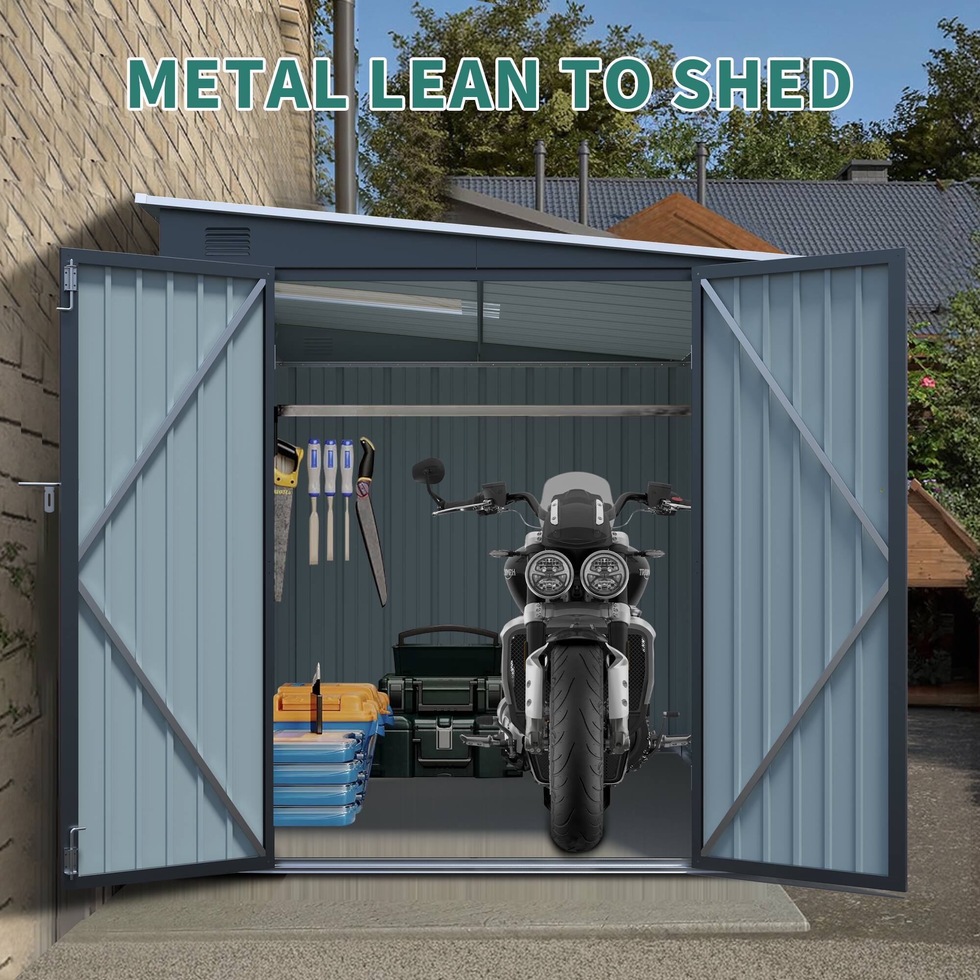 METAL LEAN TO SHED