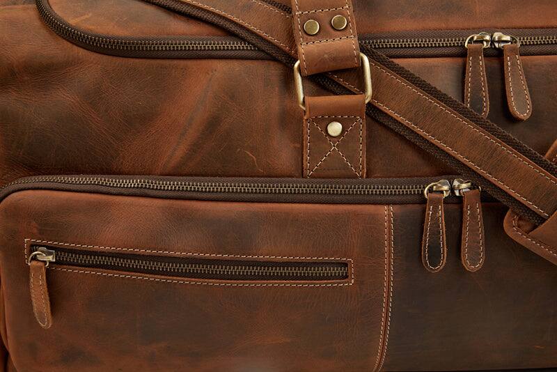 Alt View 7. Luxorro - Leather Duffel Bag For men. 30 Inch - Dark Brown.