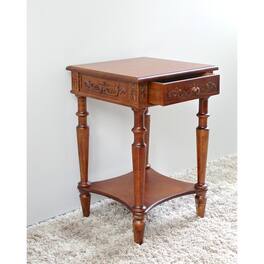 International Caravan - Carved Wood Square Table - Brown Stain